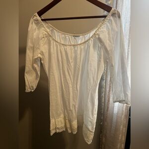 No Brand (L/XL) - White Boho Gypsy Off-Shoulder Blouse
